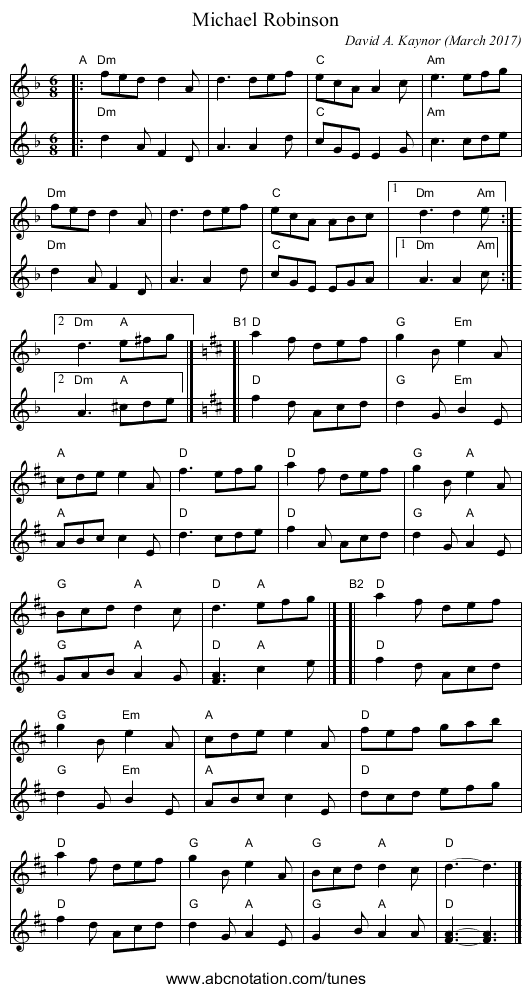 Michael Robinson - staff notation