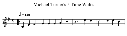 Michael Turner's 5 Time Waltz - staff notation