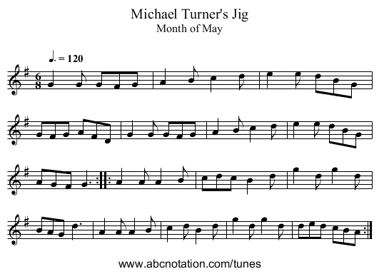 Michael Turner's Jig - staff notation