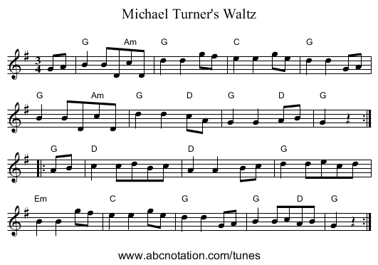 Michael Turner's Waltz - staff notation