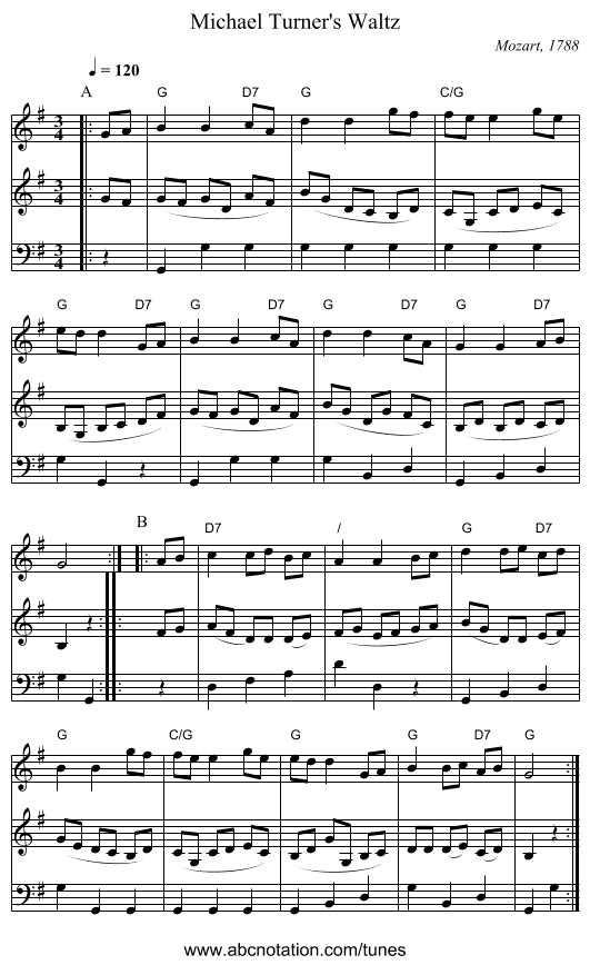 Michael Turner's Waltz - staff notation