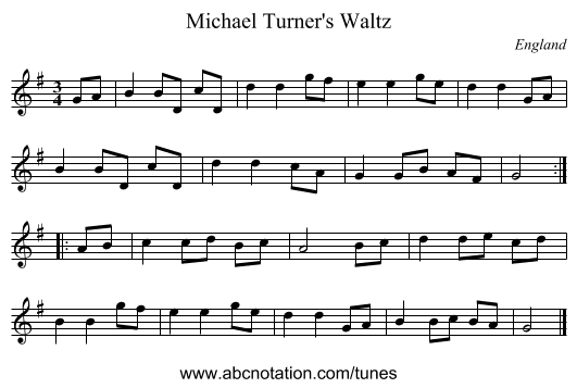 Michael Turner's Waltz - staff notation