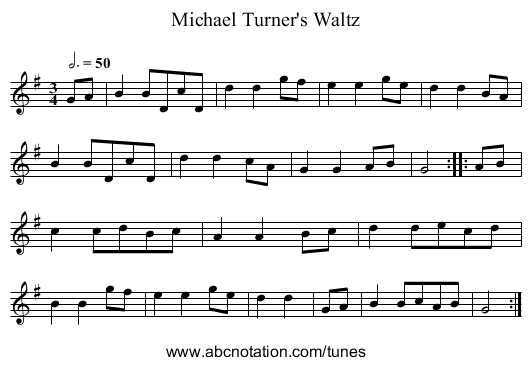 Michael Turner's Waltz - staff notation