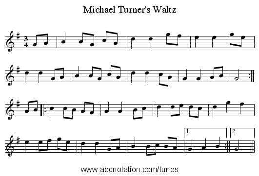 Michael Turner's Waltz - staff notation