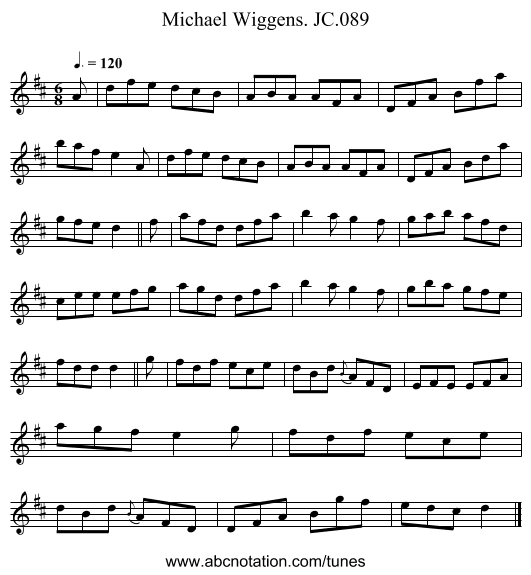 Michael Wiggens. JC.089 - staff notation