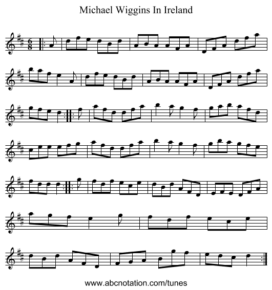Michael Wiggins In Ireland - staff notation