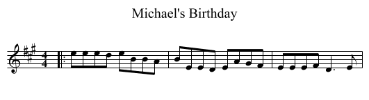 Michael's Birthday - staff notation