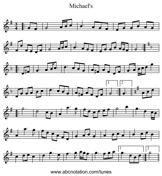 Michael's - staff notation