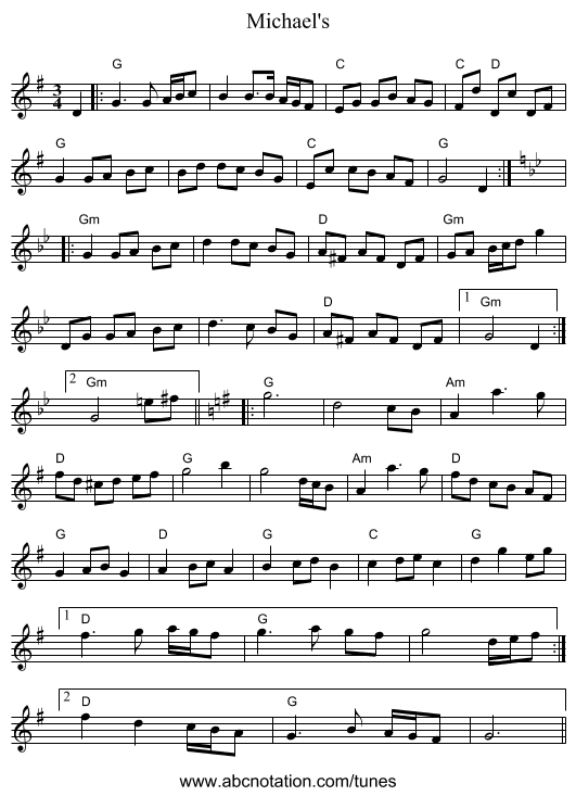 Michael's - staff notation