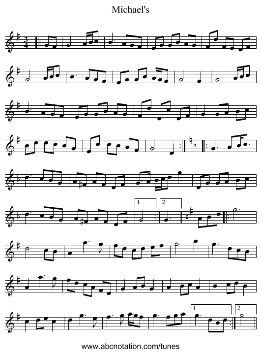 Michael's - staff notation