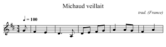 Michaud veillait - staff notation
