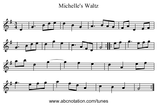 Michelle's Waltz - staff notation