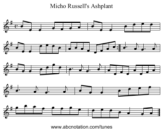 Micho Russell's Ashplant - staff notation