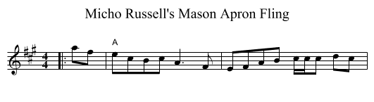 Micho Russell's Mason Apron Fling - staff notation