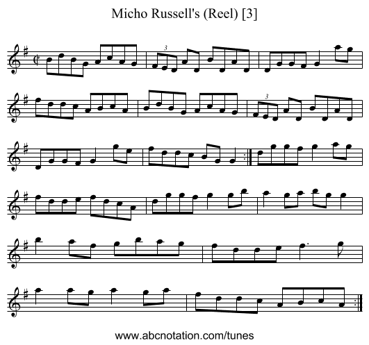 Micho Russell's (Reel) [3] - staff notation