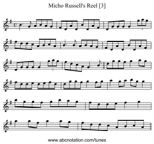 Micho Russell's Reel [3] - staff notation