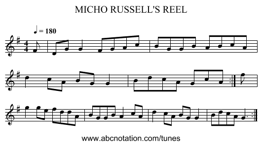 MICHO RUSSELL'S REEL - staff notation