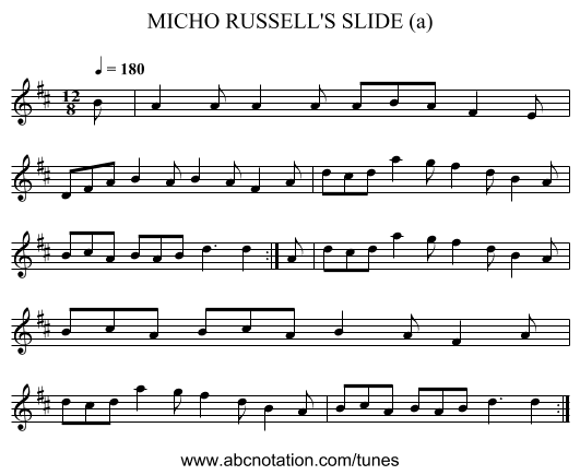 MICHO RUSSELL'S SLIDE (a) - staff notation