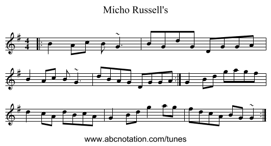 Micho Russell's - staff notation