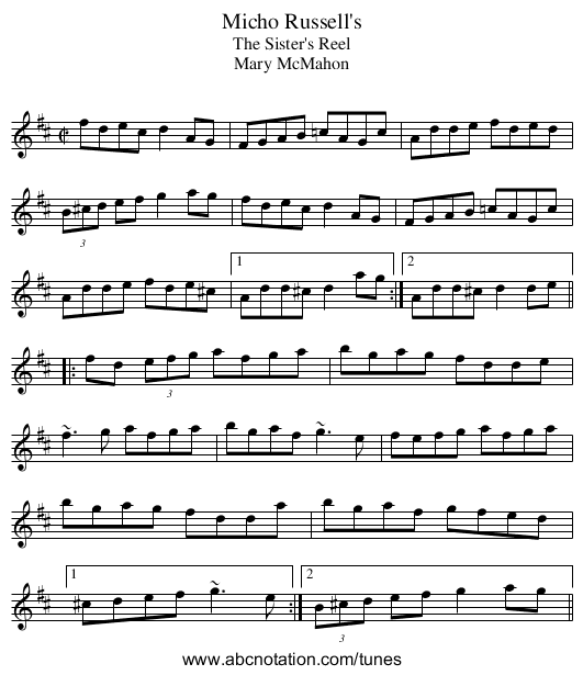 Micho Russell's - staff notation