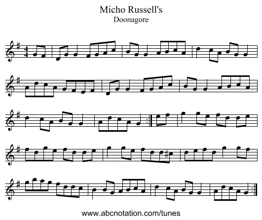 Micho Russell's - staff notation