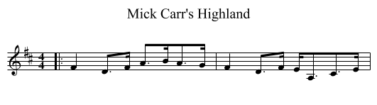 Mick Carr's Highland - staff notation