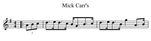 Mick Carr's - staff notation