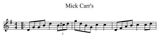 Mick Carr's - staff notation