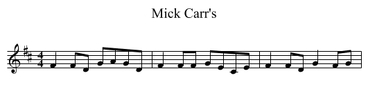 Mick Carr's - staff notation