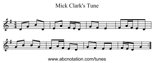 Mick Clark's Tune - staff notation