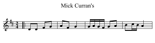 Mick Curran's - staff notation