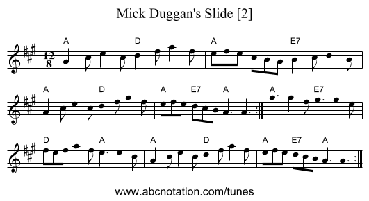Mick Duggan's Slide [2] - staff notation