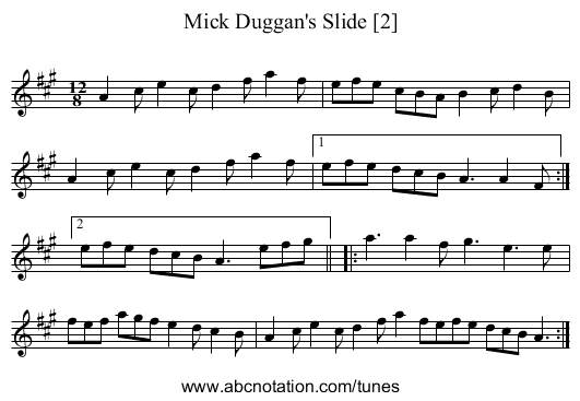 Mick Duggan's Slide [2] - staff notation