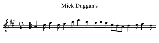 Mick Duggan's - staff notation