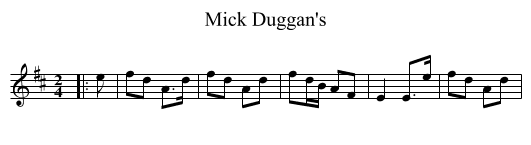 Mick Duggan's - staff notation