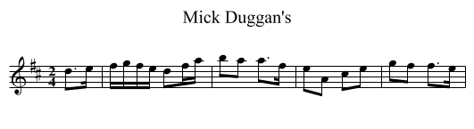 Mick Duggan's - staff notation
