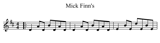 Mick Finn's - staff notation