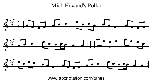 Mick Howard's Polka - staff notation