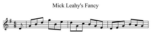 Mick Leahy's Fancy - staff notation