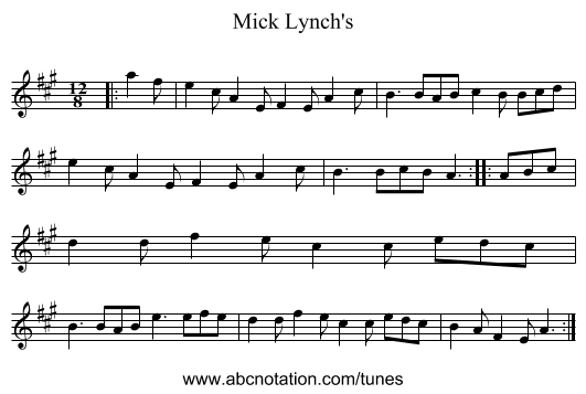 Mick Lynch's - staff notation
