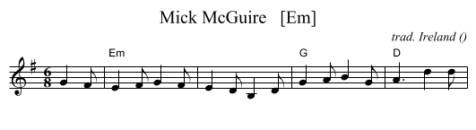 Mick McGuire   [Em] - staff notation
