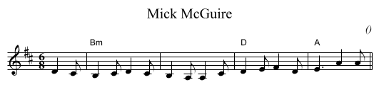 Mick McGuire - staff notation