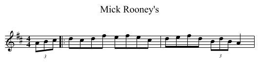 Mick Rooney's - staff notation