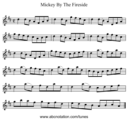 Mickey By The Fireside - staff notation