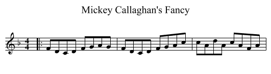 Mickey Callaghan's Fancy - staff notation