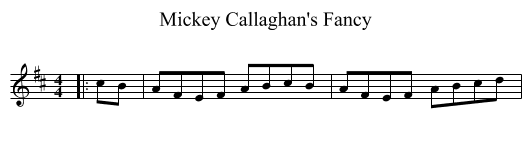 Mickey Callaghan's Fancy - staff notation