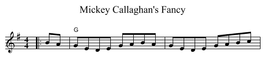 Mickey Callaghan's Fancy - staff notation