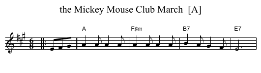 Mickey Mouse Club March  [A], the  - staff notation