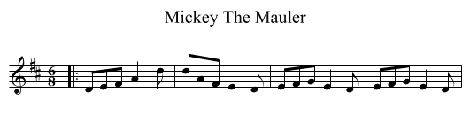 Mickey The Mauler - staff notation