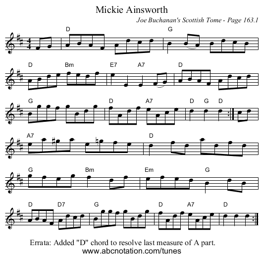 Mickie Ainsworth - staff notation